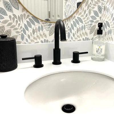 St. Lucia 2 Handle 3 Hole Widespread Brass Bathroom Faucet with drain assembly in Matte Black finish St. Lucia 2 Handle 3 Hole Widespread Brass Bathroom Faucet with drain assembly in Matte Black finish