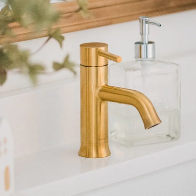 Aruba Stainless Steel 1 Handle Bathroom Faucet with drain assembly in Brushed Gold finish Aruba Stainless Steel 1 Handle Bathroom Faucet with drain assembly in Brushed Gold finish