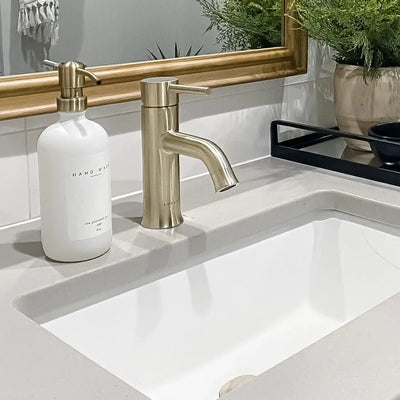 Aruba Stainless Steel 1 Handle Bathroom Faucet with drain assembly in Champagne Gold finish Aruba Stainless Steel 1 Handle Bathroom Faucet with drain assembly in Champagne Gold finish