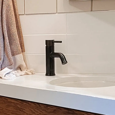 Aruba Stainless Steel 1 Handle Bathroom Faucet with drain assembly in Steel Black finish Aruba Stainless Steel 1 Handle Bathroom Faucet with drain assembly in Steel Black finish