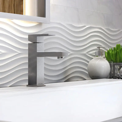 Santorini - Single Hole Stainless Steel Bathroom Faucet with drain assembly in Brushed Stainless finish Santorini - Single Hole Stainless Steel Bathroom Faucet with drain assembly in Brushed Stainless finish