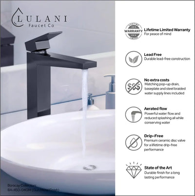 Boracay 1 Handle Vessel Sink Brass Bathroom Faucet with drain assembly in Gun Metal finish Boracay 1 Handle Vessel Sink Brass Bathroom Faucet with drain assembly in Gun Metal finish