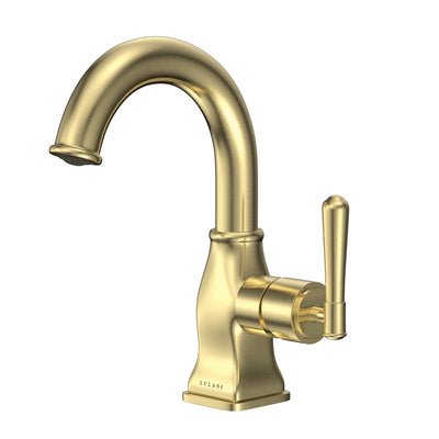 Open Box - Aurora, Single Handle Bathroom Faucet with Drain Assembly in Champagne Gold finish Open Box - Aurora, Single Handle Bathroom Faucet with Drain Assembly in Champagne Gold finish