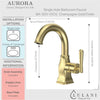 Aurora 1 Handle Single Hole Brass Bathroom Faucet with drain assembly in Champagne Gold finish