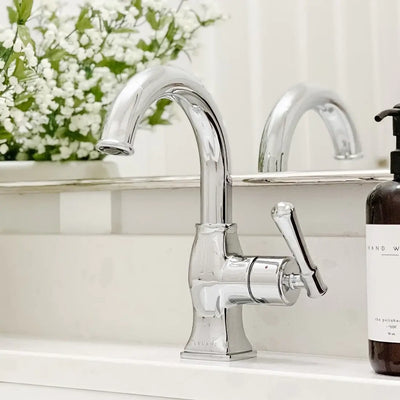 Aurora 1 Handle Single Hole Brass Bathroom Faucet with drain assembly in Chrome finish Aurora 1 Handle Single Hole Brass Bathroom Faucet with drain assembly in Chrome finish