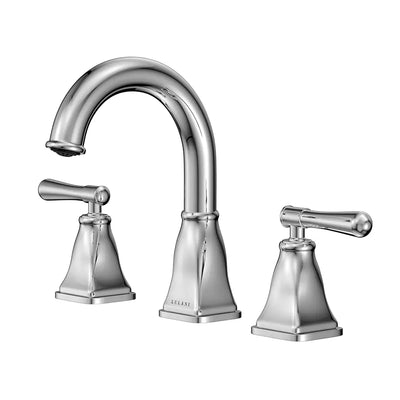 Aurora 2 Handle Widespread Brass Bathroom Faucet with drain assembly in Chrome finish Aurora 2 Handle Widespread Brass Bathroom Faucet with drain assembly in Chrome finish