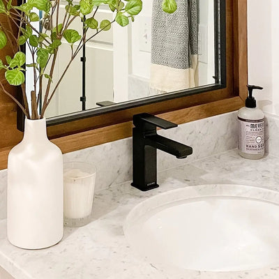 Capri 1 Handle Single Hole Brass Bathroom Faucet with drain assembly in Matte Black finish Capri 1 Handle Single Hole Brass Bathroom Faucet with drain assembly in Matte Black finish
