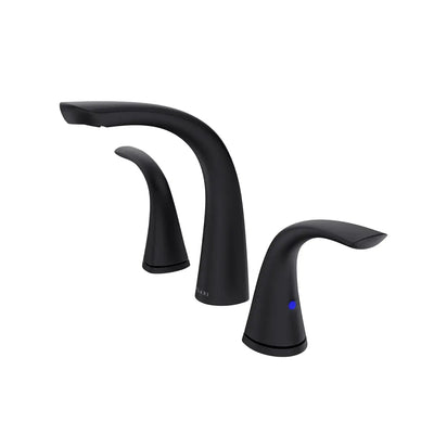 Kauai 2 Handle Widespread Brass Bathroom Faucet with Drain Assembly in Matte Black finish Kauai 2 Handle Widespread Brass Bathroom Faucet with Drain Assembly in Matte Black finish