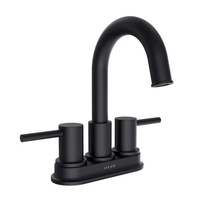 St. Lucia 2 Handle Centerset Brass Bathroom Faucet with drain assembly in Matte Black finish St. Lucia 2 Handle Centerset Brass Bathroom Faucet with drain assembly in Matte Black finish