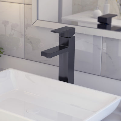 Santorini - Stainless Steel Vessel Bathroom Faucet with drain assembly in Gun Metal finish Santorini - Stainless Steel Vessel Bathroom Faucet with drain assembly in Gun Metal finish