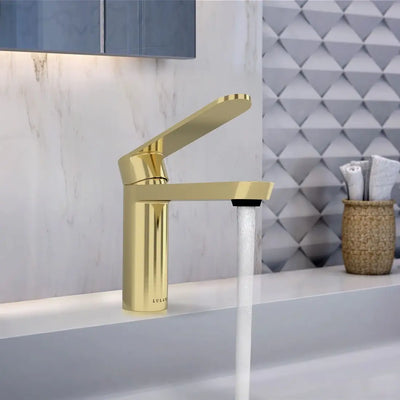 Yasawa - Single Hole Stainless Steel Bathroom Faucet with drain assembly in Champagne Gold finish Yasawa - Single Hole Stainless Steel Bathroom Faucet with drain assembly in Champagne Gold finish