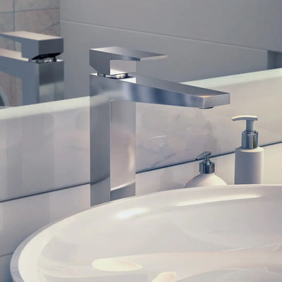 Boracay 1 Handle Vessel Sink Brass Bathroom Faucet with drain assembly in Chrome finish Boracay 1 Handle Vessel Sink Brass Bathroom Faucet with drain assembly in Chrome finish