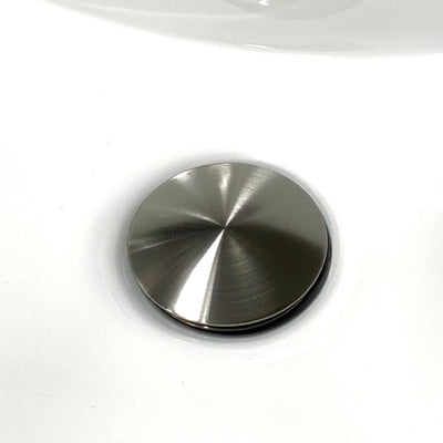 Bathroom sink pop-up drain with overflow (Large Top) in Brushed Stainless finish