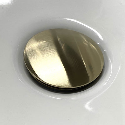 Bathroom sink pop-up drain with overflow (Large Top) in Brushed Gold finish