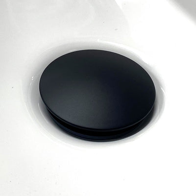 Bathroom sink pop-up drain with overflow (Large Top) in Matte Black finish