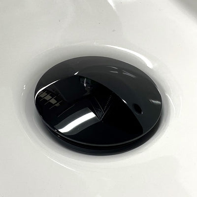 Bathroom sink pop-up drain with overflow (Large Top) in Steel Black finish