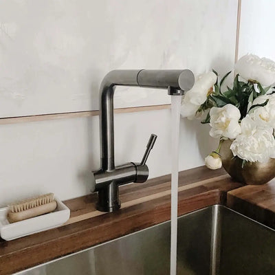 Nassau Stainless Steel 1 Handle Pull-Out Swivel Kitchen Faucet with PVD Finish Includes Baseplate in Gun Metal finish Nassau Stainless Steel 1 Handle Pull-Out Swivel Kitchen Faucet with PVD Finish Includes Baseplate in Gun Metal finish