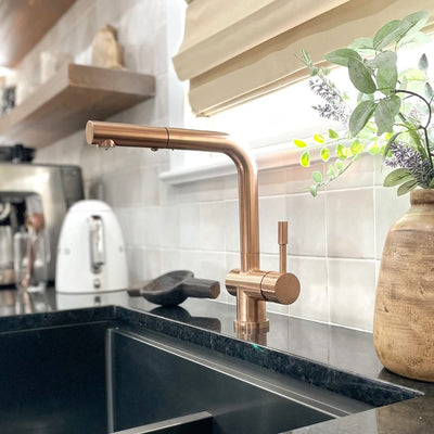 Nassau Stainless Steel 1 Handle Pull-Out Swivel Kitchen Faucet with PVD Finish Includes Baseplate in Rose Gold finish Nassau Stainless Steel 1 Handle Pull-Out Swivel Kitchen Faucet with PVD Finish Includes Baseplate in Rose Gold finish