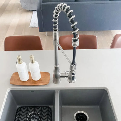 Bora Bora 1 Handle Pull-Down Swivel Kitchen Faucet with Baseplate in Brushed Nickel finish Bora Bora 1 Handle Pull-Down Swivel Kitchen Faucet with Baseplate in Brushed Nickel finish