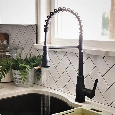 Bora Bora 1 Handle Pull-Down Swivel Kitchen Faucet with Baseplate in Matte Black finish Bora Bora 1 Handle Pull-Down Swivel Kitchen Faucet with Baseplate in Matte Black finish