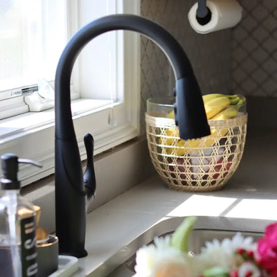 Kauai 1 Handle Swivel Pull-Down Kitchen Faucet Includes Baseplate in Matte Black finish Kauai 1 Handle Swivel Pull-Down Kitchen Faucet Includes Baseplate in Matte Black finish