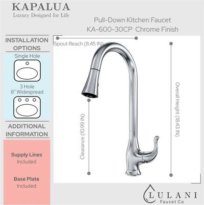 Kapalua - Pull-Down Kitchen Faucet in Chrome finish Kapalua - Pull-Down Kitchen Faucet in Chrome finish