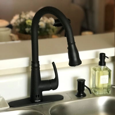 Moorea Dual Sensor 1 handle Pull-Down Kitchen Faucet Includes Baseplate in Matte Black finish Moorea Dual Sensor 1 handle Pull-Down Kitchen Faucet Includes Baseplate in Matte Black finish