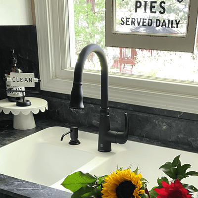 Moorea Dual Sensor 1 handle Pull-Down Kitchen Faucet Includes Baseplate in Matte Black finish Moorea Dual Sensor 1 handle Pull-Down Kitchen Faucet Includes Baseplate in Matte Black finish