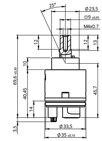 Sedal Single Handle Ceramic Disc Cartridge (SN-35 C/D) 35mm - 1 3/8 Sedal Single Handle Ceramic Disc Cartridge (SN-35 C/D) 35mm - 1 3/8