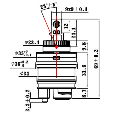 Yizhan Single Handle Ceramic Disc Cartridge (N35HEW) 35mm in All finish Yizhan Single Handle Ceramic Disc Cartridge (N35HEW) 35mm in All finish