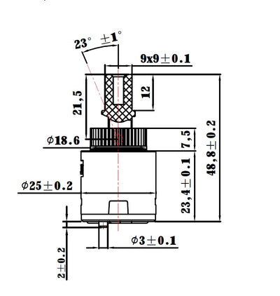 Yizhan Single Handle Ceramic Disc Cartridge (N25DW) 25mm in All finish Yizhan Single Handle Ceramic Disc Cartridge (N25DW) 25mm in All finish
