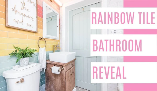 At Home With Ashley - Rainbow Tile Bathroom Reveal
