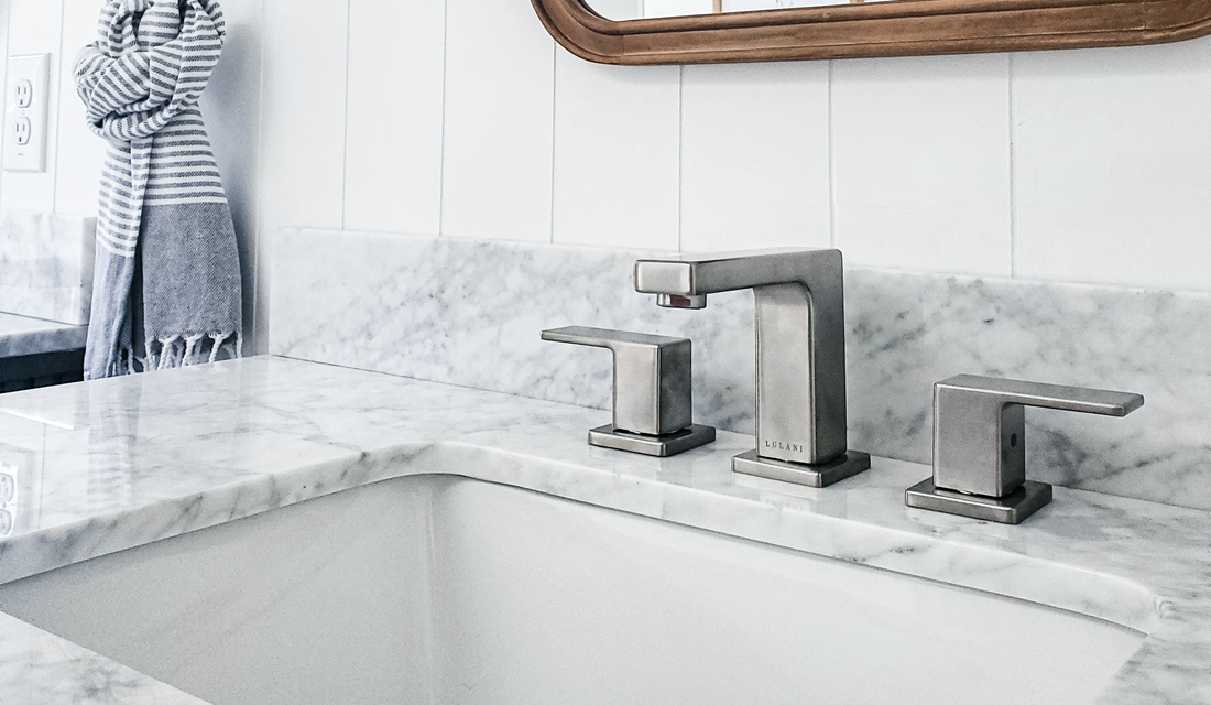 bathroom faucet in brushed nickel