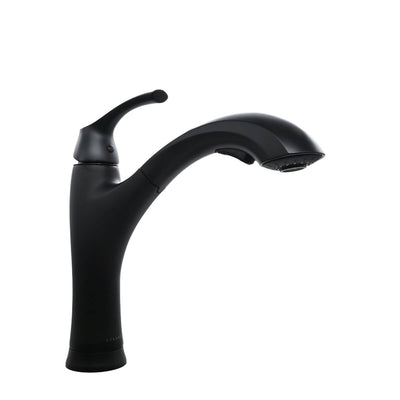 Maldives 1 Handle Pull-Out Swivel Kitchen Faucet in Matte Black finish