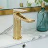 Ibiza 1 handle single hole Bathroom Faucet with drain assembly in Brushed Gold finish