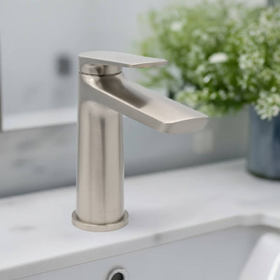 Ibiza 1 handle single hole Bathroom Faucet with drain assembly in Brushed Nickel finish