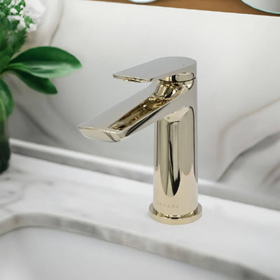 Ibiza 1 handle single hole Bathroom Faucet with drain assembly in Champagne Gold finish