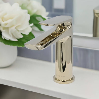 Ibiza 1 handle single hole Bathroom Faucet with drain assembly in Champagne Gold finish