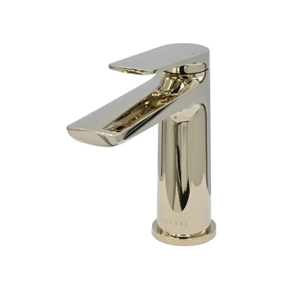 Ibiza 1 handle single hole Bathroom Faucet with drain assembly in Champagne Gold finish