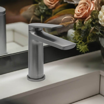 Ibiza 1 handle single hole Bathroom Faucet with drain assembly in Gun Metal finish