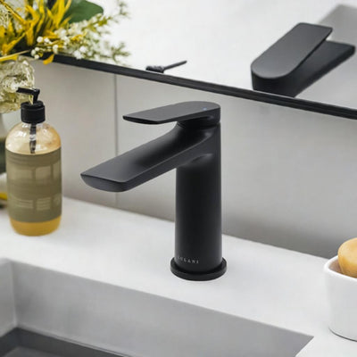 Ibiza 1 handle single hole Bathroom Faucet with drain assembly in Matte Black finish