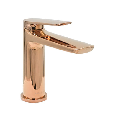 Ibiza 1 handle single hole Bathroom Faucet with drain assembly in Rose Gold finish