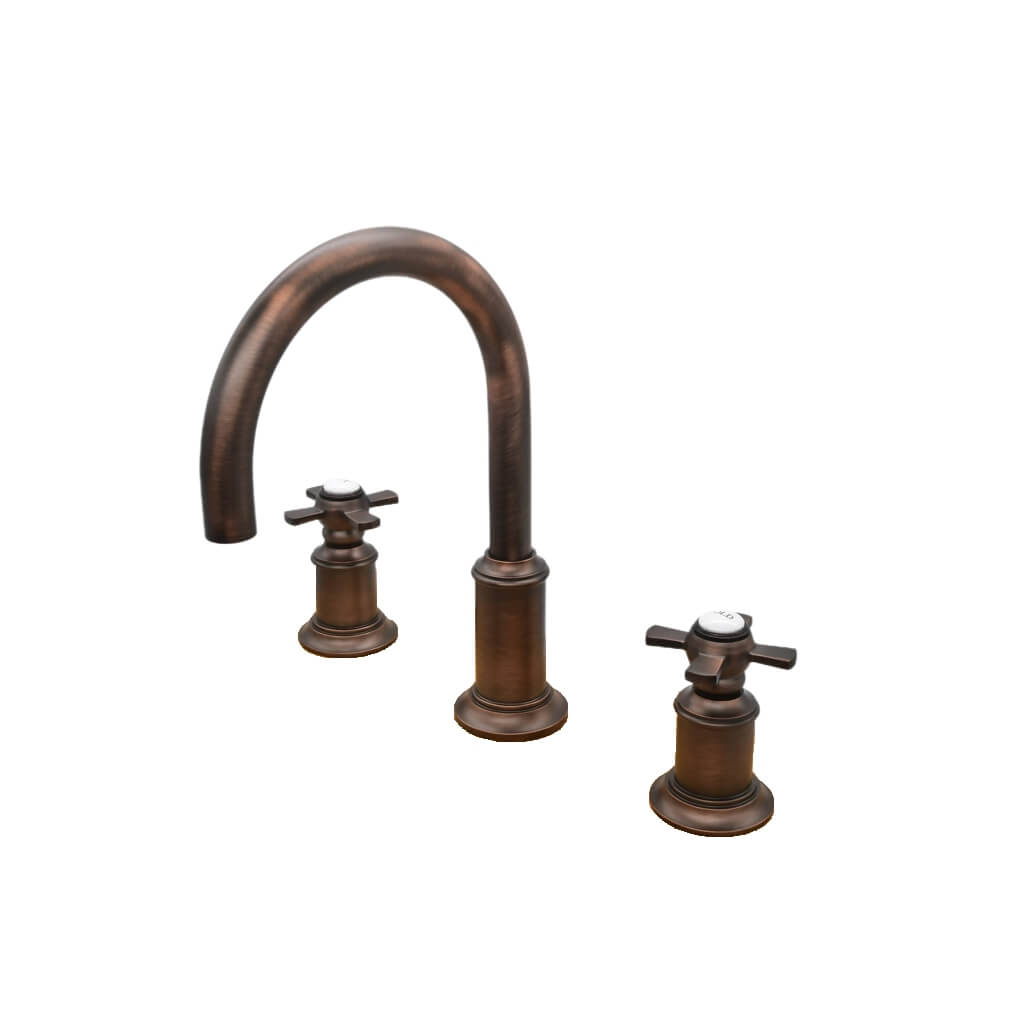 Napa 2 Handle 3 Hole Widespread Brass Bathroom Faucet with Flat Cross Handles