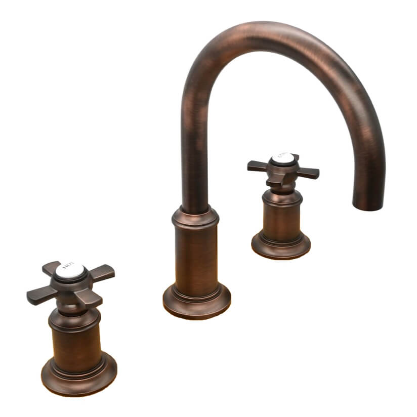 Napa 2 Handle 3 Hole Widespread Brass Bathroom Faucet with Flat Cross Handles