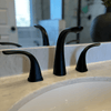 Kauai 2 Handle Widespread Brass Bathroom Faucet with Drain Assembly in Matte Black finish