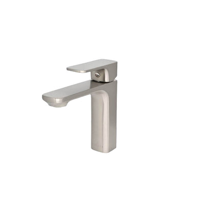 Corsica 1 Handle Single Hole Brass Bathroom Faucet with drain assembly in Brushed Nickel finish