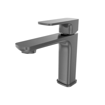 Corsica 1 Handle Single Hole Brass Bathroom Faucet with drain assembly in Gun Metal finish