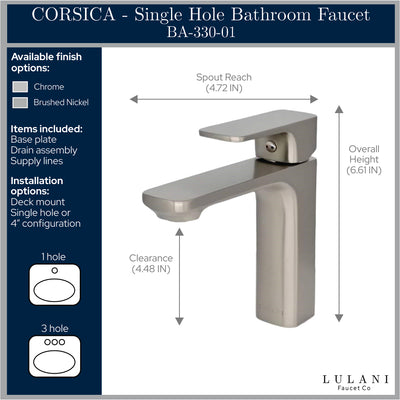 Open Box - Corsica, Single Handle Bathroom Faucet with Drain Assembly in Open Box - Corsica, Single Handle Bathroom Faucet with Drain Assembly finish