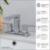 Corsica 2 Handle Centerset Brass Bathroom Faucet with drain assembly in Chrome finish