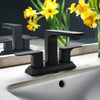 Corsica 2 Handle Centerset Brass Bathroom Faucet with drain assembly in Matte Black finish